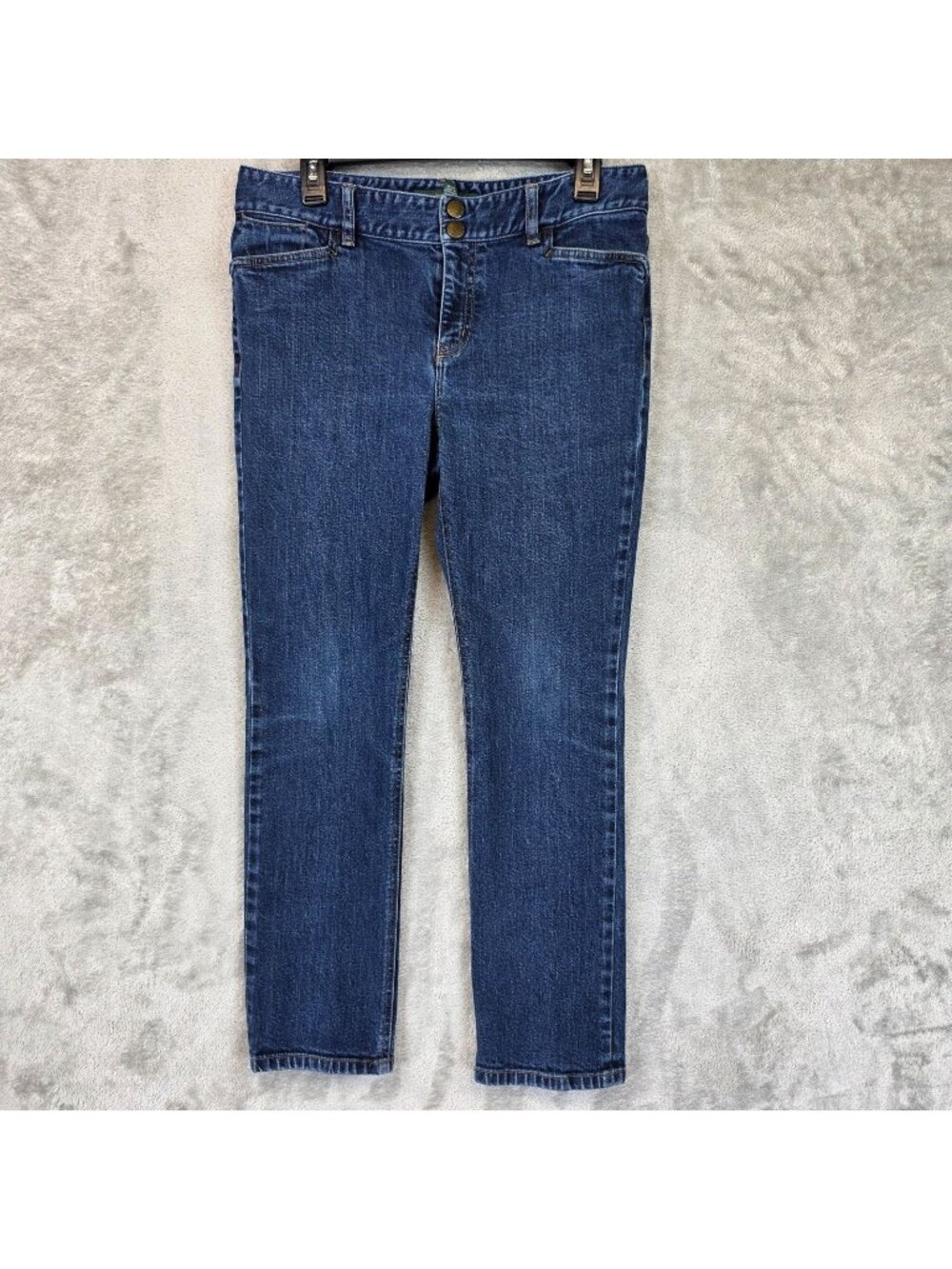 Lauren Ralph Lauren Straight Jeans Womens 10P Blue Med Wash Mid Rise Stretch